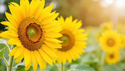Obraz premium Bright sunflowers blooming in garden sunlight, nature's beauty