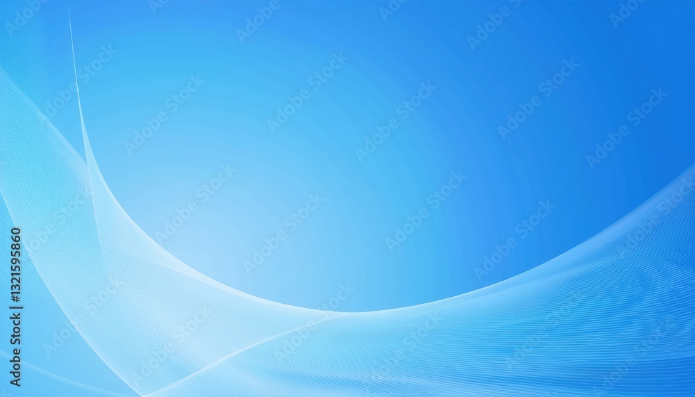 Poster abstract blue background with flowing transparent wave, smooth gradient, light effect, digital backd