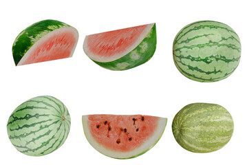 Assorted watermelon slices and whole watermelons