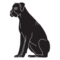 Fototapeta premium boxer dog sitting black.