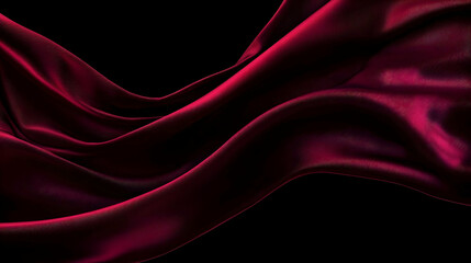 Obraz premium Flowing Burgundy Fabric With Intricate Textures On Black Background 3D Render Digital Art