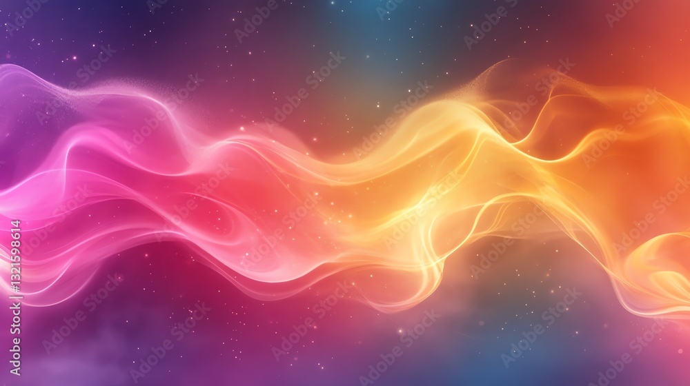 Poster abstract colorful wave background with glowing nebula