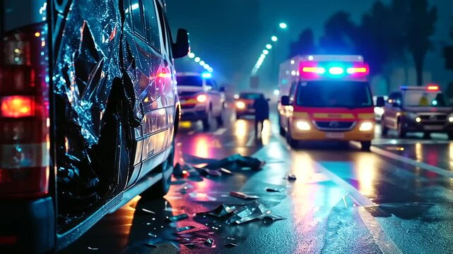 First responders attending to a critical car accident site.