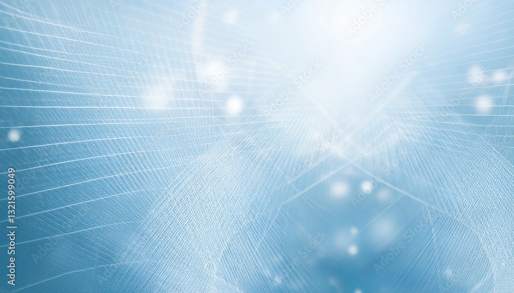 Poster ethereal abstract blue light background with glowing bokeh, digital wave texture, and soft motion bl