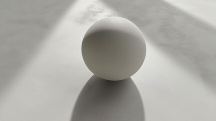 Minimalist White Sphere with Soft Shadows on Abstract Surface