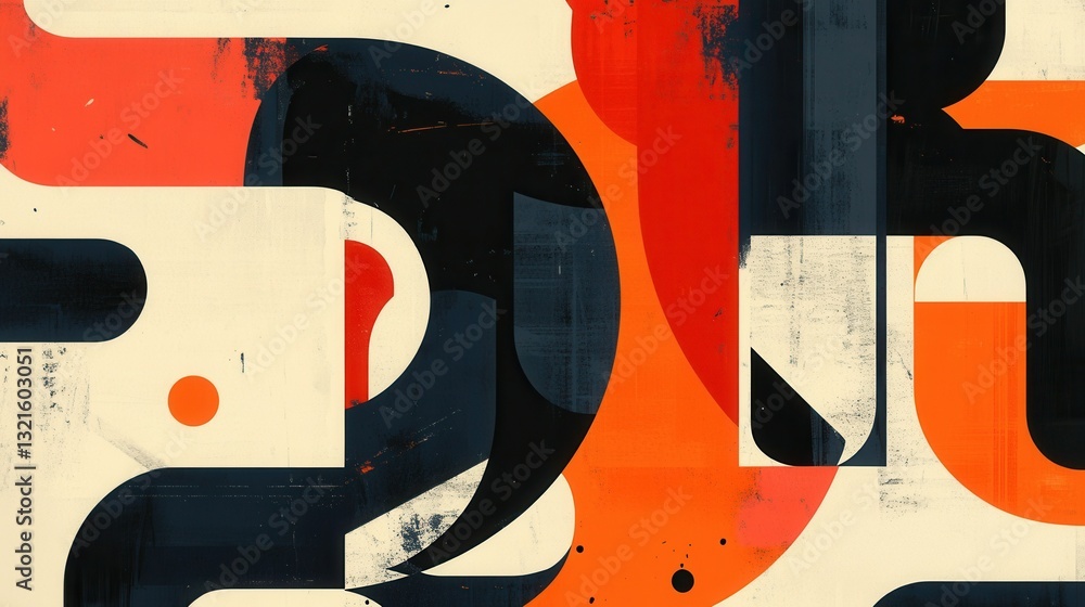 Poster bold and modern typographic background featuring oversized abstract text with strong color contrasts