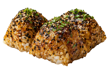 Deliciously Glazed Sushi Rice Balls with Sesame and Chives