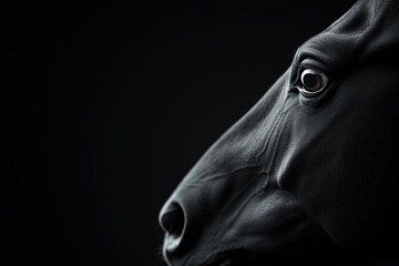 Elegant profile of horse against dark background highlights stre