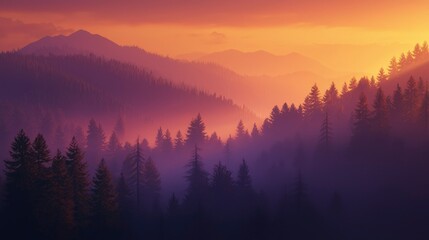 Fototapeta premium Mountain Sunrise Mist