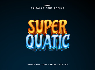 modern kids gold blue super quatic fancy cartoon text effect