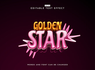 modern golden star 3d colorful shiny text effect