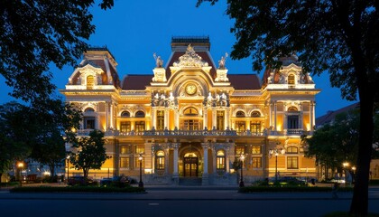 Obraz premium Ornate building at twilight