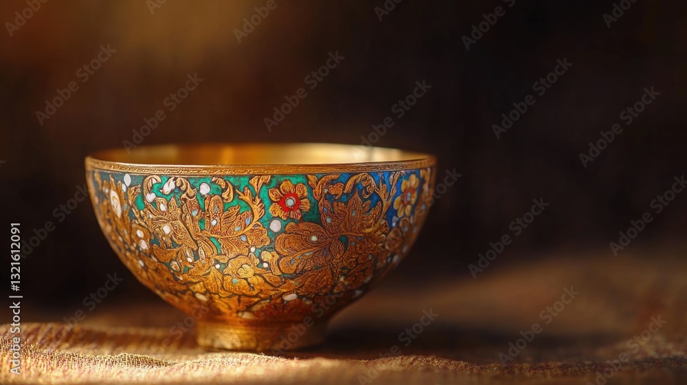 Poster A close up view of a bowl sitting on a table