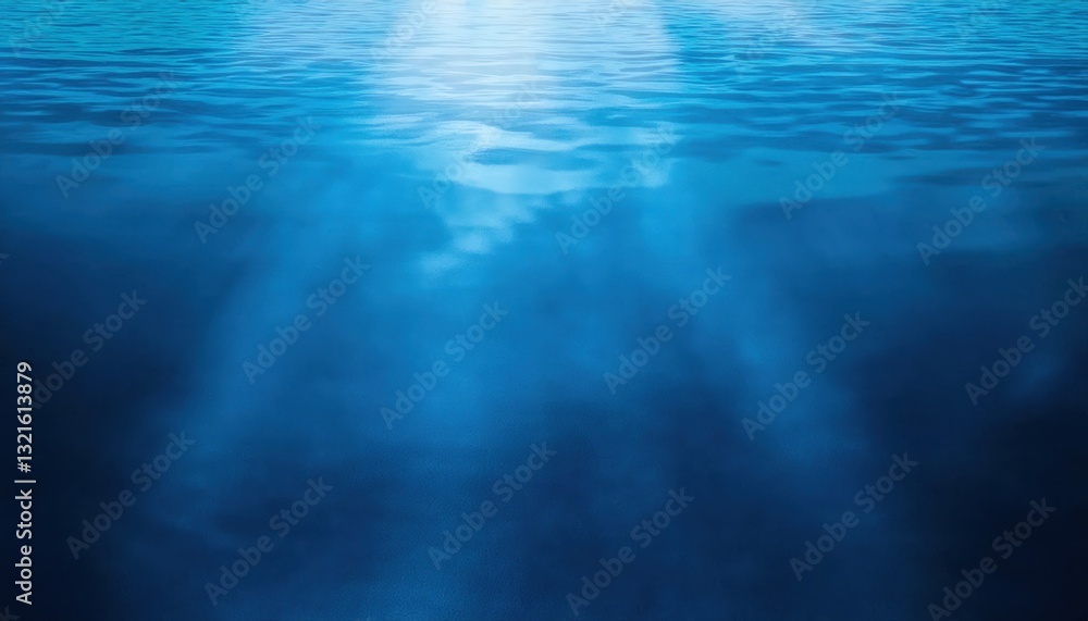 Poster soft ripples of deep blue water with sunlight reflection creating a dreamy abstract pattern, perfect for background and design

