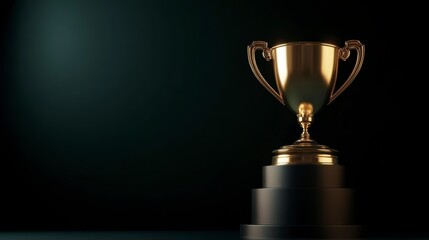 Gold Trophy on Dark Background (1)