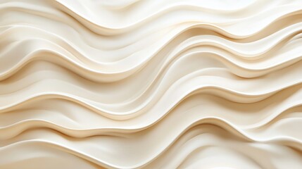 Obraz premium Smooth, flowing cream-colored waves create an abstract background, evoking calmness and elegance for design use