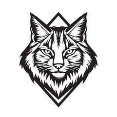 Fototapeta premium muzzle of a wild cat lynx on a background of a rhombus, logo, graphics 