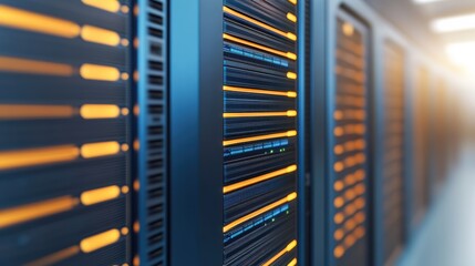 Futuristic AI Powered Server Room with Glowing Elements