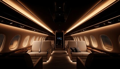 Fototapeta premium Luxurious private jet interior