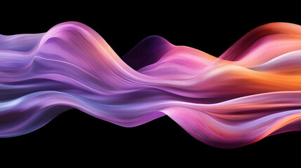 Vector graphic design featuring abstract flowing waves in vibrant colors on a dark background