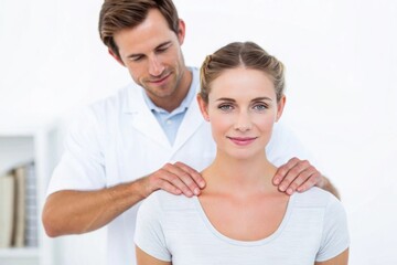Fototapeta premium A relaxing massage session between a therapist and a client in a calm environment.