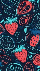 A Vibrant and Delicious Strawberry Pattern Design for a Fresh and Appealing Fruit Print