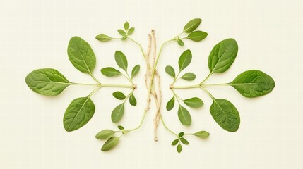 Obraz premium Ashwagandha powder and root, known for its health boosting properties.