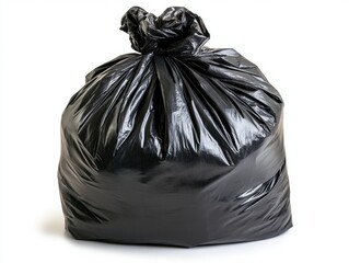 Black trash bag filled with waste collected for disposal