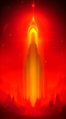 Fototapeta premium Fiery Tower Ascends Red Planet