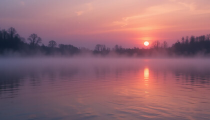 Obraz premium First Day of Spring Scenic Park with Flowers sunrise over lake