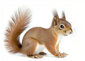 Obraz premium Friendly squirrel poses with bushy tail in natural setting