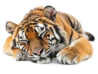 Naklejka premium Tiger resting peacefully on a soft surface indoors