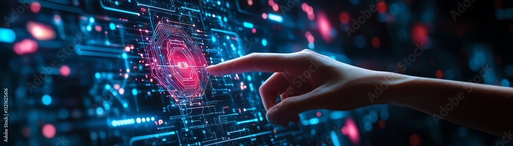 Poster digital interface showcasing ai compliance integration with technology, futuristic design, highresol
