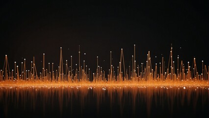 Abstract orange data stream visualization on digital grid, futuristic technology background for data analytics, finance and information technology projects