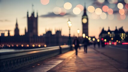 Obraz premium Blurred London Night: Big Ben & City Lights