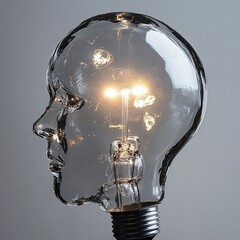 Creative concept of a light bulb as a human head with business ideas and brainstorming concept