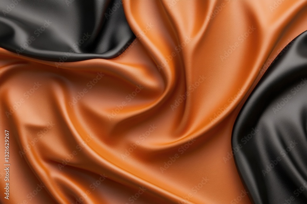 Poster A detailed view of black and orange fabric with intricate patterns