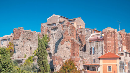Fototapeta premium Terme di Caracalla in beautiful town of Albano Laziale timelapse hyperlapse, Italy