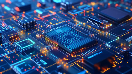Obraz premium Abstract circuit board with a lot of micro chips