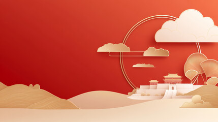 Chinese style festival theme with red background