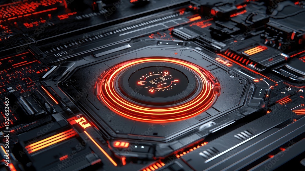 Poster a digital lock with cybersecurity analytics on a futuristic tech dashboard.