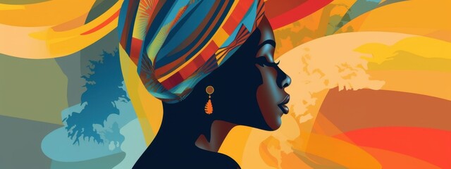 A Vibrant Celebration of Heritage: Woman?s Portrait with Colorful Headscarf