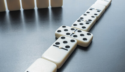domino game pieces on the table.
