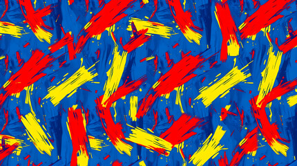 Vibrant Abstract Digital Artwork with Blues, Reds, and Yellows | Dynamic Colorful Design