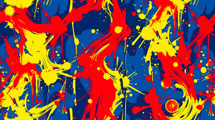 Vibrant Abstract Digital Artwork with Blues, Reds, and Yellows | Dynamic Colorful Design