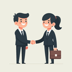 vector illustration of business people shaking hands