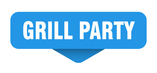 grill party sticker. grill party sign on transparent background