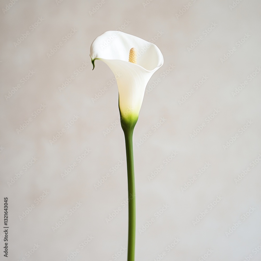Poster elegant white calla lily flower on soft background with subtle textures and gentle lighting for natu