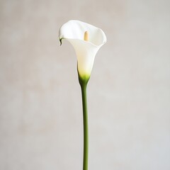 Elegant White Calla Lily Flower on Soft Background with Subtle Textures and Gentle Lighting for Nature and Floral Photography