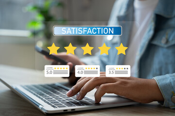 Online customer satisfaction survey, Review consumers rate product quality, Rating, Feedback to improve service quality and business reputation, Enhancing brand trust through customer experience